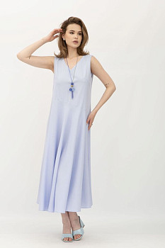 Блакитна лляна сукня міді довжини без рукав Севіла Блакитна лляна сукня міді довжини без рукав Севіла