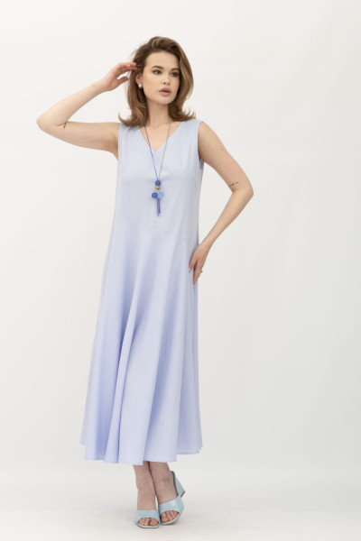 Блакитна лляна сукня міді довжини без рукав Севіла Блакитна лляна сукня міді довжини без рукав Севіла