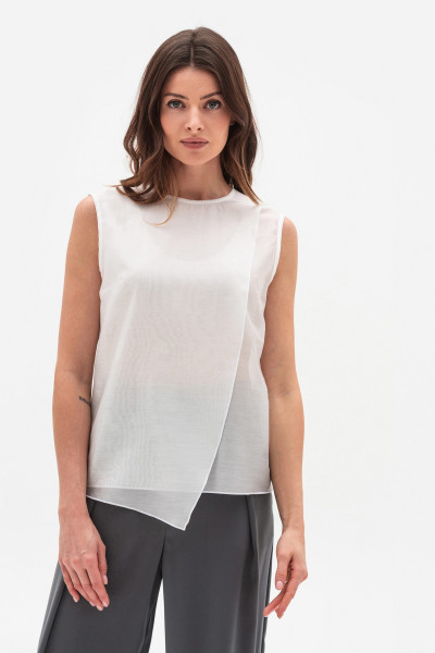 Літня блуза прямого крою без рукавів білого кольору Гріджи 1