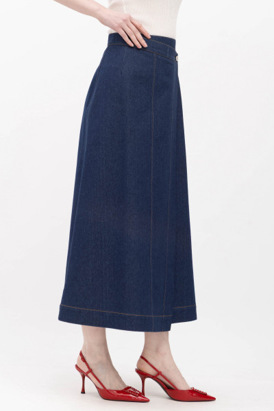 Джинсова спідниця на запах синього кольору Елнора