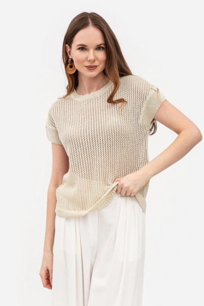 Трикотажна в'язана блуза бежевого кольору 25100101