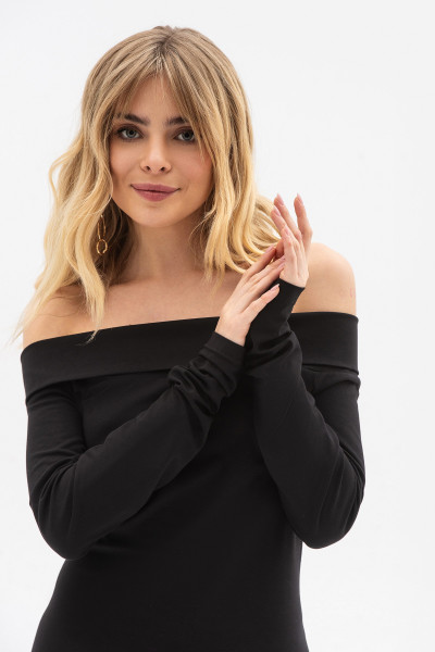 Трикотажна сукня довжини максі чорного  кольору Вілея 01 Трикотажна сукня довжини максі чорного  кольору Вілея 01