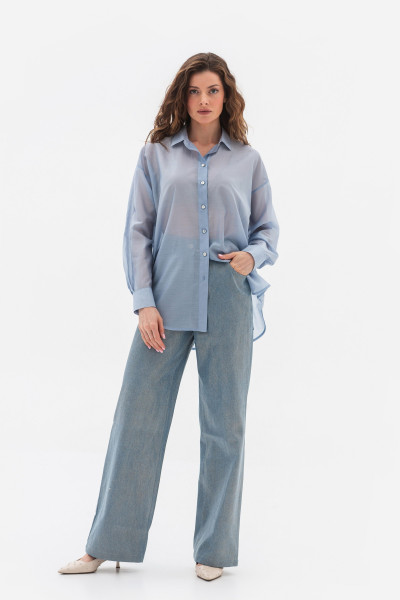 Блуза сорочка блакитного кольору Далена 01