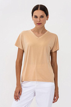 Футболка жіноча трикотажна бежевого кольору Грос 25