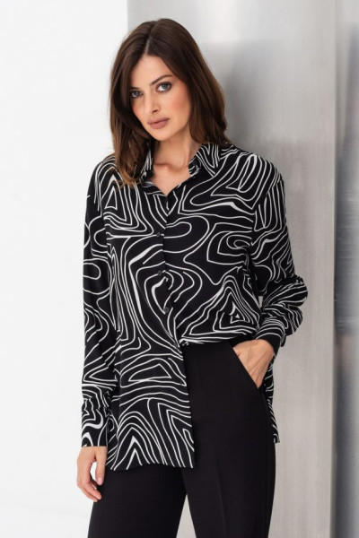 Блуза подовжена вільного силуету чорна Арлє 01