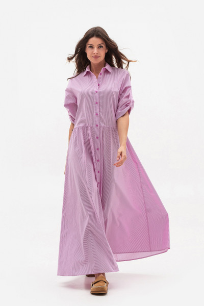 Сукня максі з бавони  вільного силуету в мілку смужку Брена 01 Сукня максі з бавони  вільного силуету в мілку смужку Брена 01