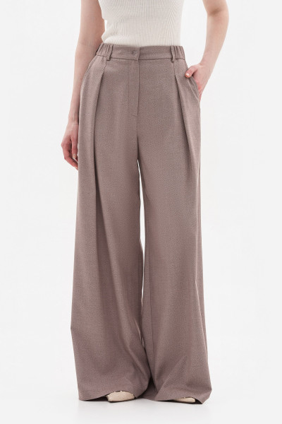 Брюки-палаццо з костюмної тканини бежевого кольору Нейра 01