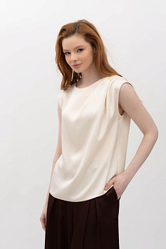 Шовкова блуза молочного  кольору Розіні 01