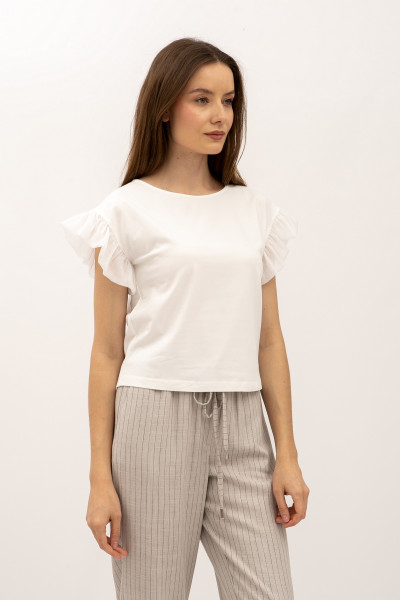 Трикотажна футболка молочного кольору Марті 06