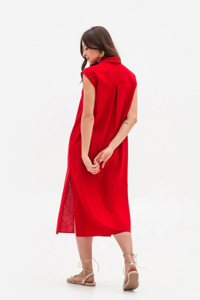 Сукня з льону довжини міді червоного кольору Оріса Сукня з льону довжини міді червоного кольору Оріса