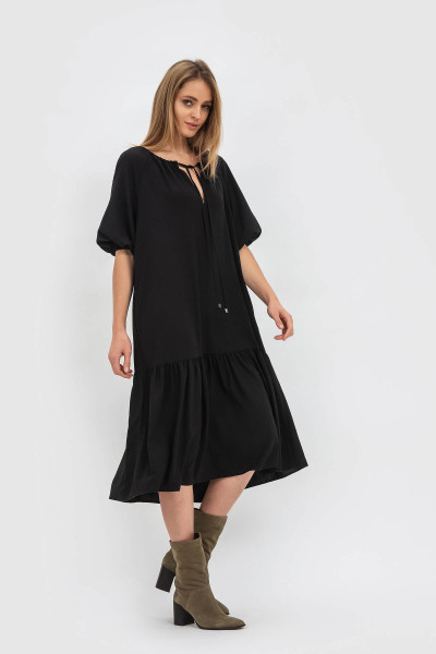 Сукня трапеція вільного крою з шифону чорна Бленк Сукня трапеція вільного крою з шифону чорна Бленк