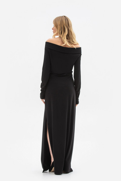 Трикотажна сукня довжини максі чорного  кольору Вілея 01 Трикотажна сукня довжини максі чорного  кольору Вілея 01