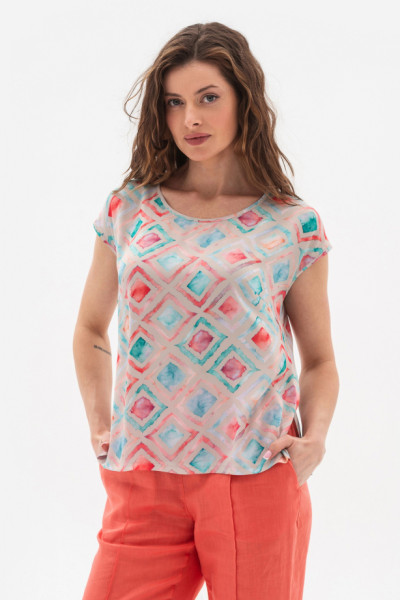 Шовкова блуза вільного силуету бежевого кольору Сіелія