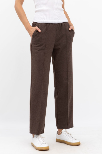 Трикотажні брюки прямого крою коричнового кольору Халіфа 01