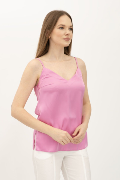 Рожева майка на бретелях з сатину Маркус 5006