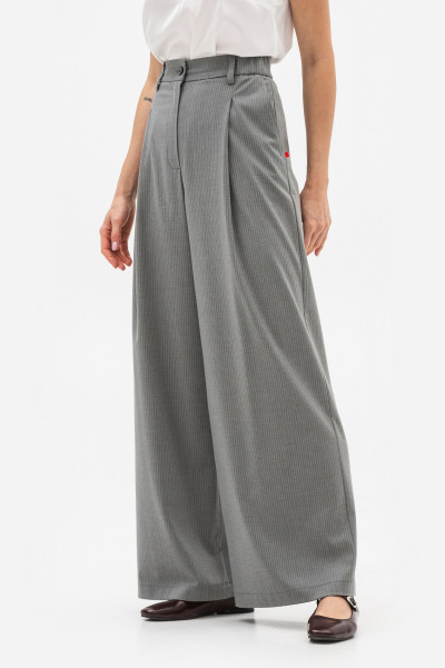 Брюки палаццо з високою посадкою сірого кольору Октара
