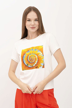 Трикотажна футболка жіноча молочного кольору Майлен 14