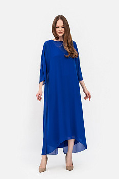 Сукня максі синього кольору з шифону вільного силуету Нєжин 02 Сукня максі синього кольору з шифону вільного силуету Нєжин 02