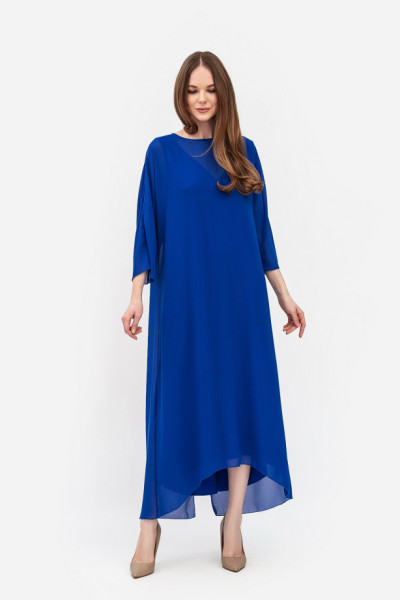 Сукня максі синього кольору з шифону вільного силуету Нєжин 02 Сукня максі синього кольору з шифону вільного силуету Нєжин 02