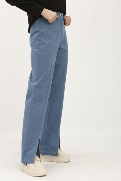 Жіночі штани денім світло -сині з високою посадкою Азука 11