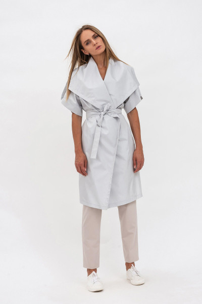 Жіночий кардиган з коротким рукавом із плащової тканини сірого кольору Нейче