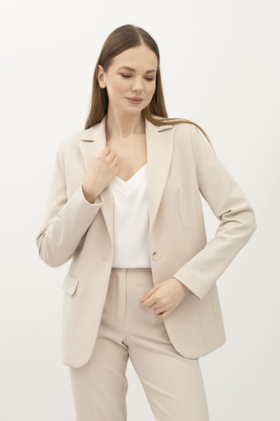 Жакет жіночій однобортний бежевого  кольору Пафос 14