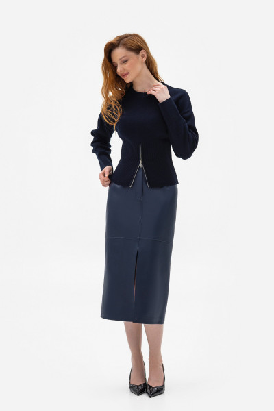 Джемпер з декоративною блискавкою синього кольору 25207601