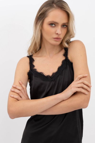 Майка шовкова на бретелях чорного кольору Кісія