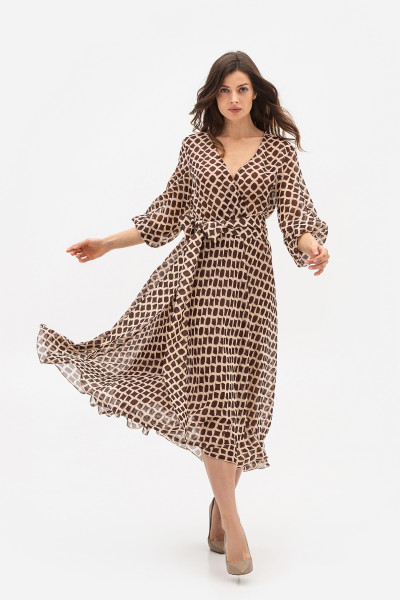 Шифонова сукня з V-подібним вирізом  коричневого кольору Талена 1