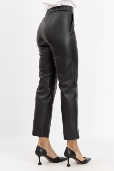 Брюки з екошкіри чорні Салена 01