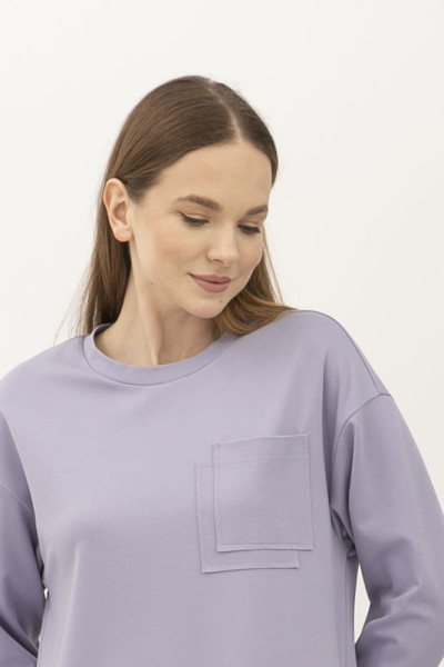 Трикотажна оверсайз сукня бузкового кольору довжиною за коліно Міото 12 Трикотажна оверсайз сукня бузкового кольору довжиною за коліно Міото 12