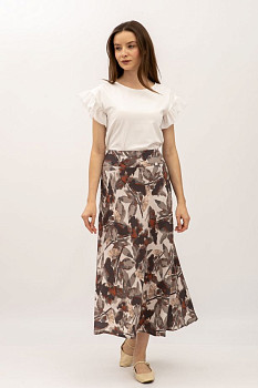 Спідниця -трапеція довжини міді коричневого кольору Омарі