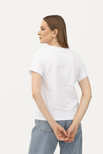 Трикотажна футболка жіноча молочного кольору Майлен 15