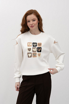 Світшот трикотажний молочний вільного силуету Лукрія 02