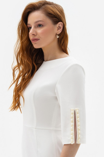 Молочна сукня міні з костюмної тканини Кіліан Молочна сукня міні з костюмної тканини Кіліан