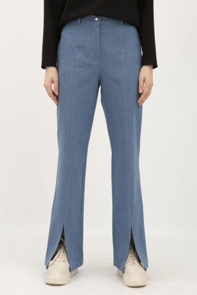 Жіночі штани денім світло -сині з високою посадкою Азука 11