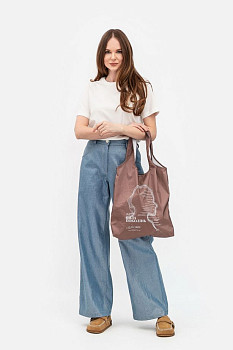 Сумка шопер коричнева з принтом  письменниці  Лесі Українки Екосумка 015