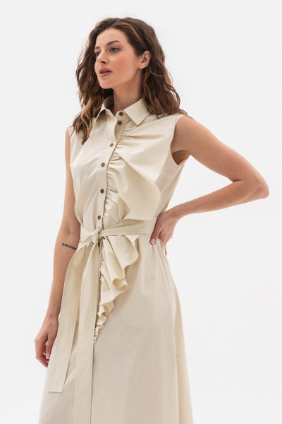 Сукня міді з бавовни без рукав молочного кольору Ексія Сукня міді з бавовни без рукав молочного кольору Ексія