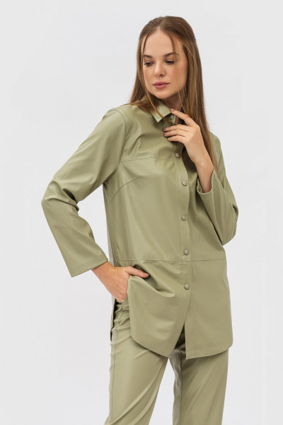 Подовжена сорочка прямого крою зеленого кольору Сіфре 03