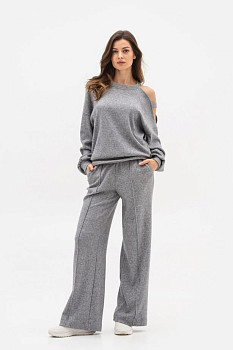 Трикотажні брюки прямого крою сірого кольору Сендра