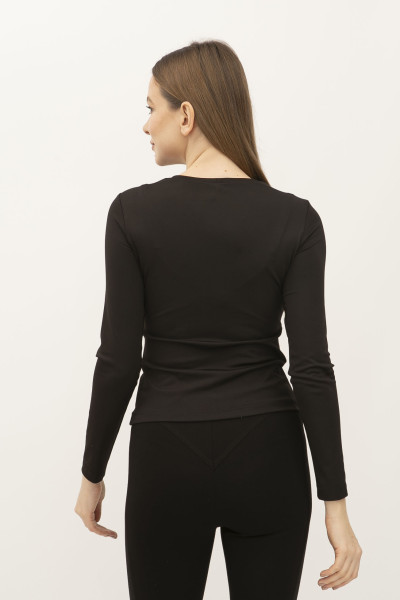 Лонгслів з довгим рукавом чорний Каян