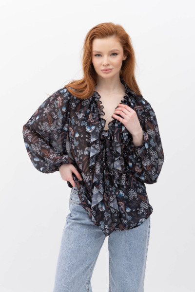 Шифонова блуза у квітковий принт Нілда 2
