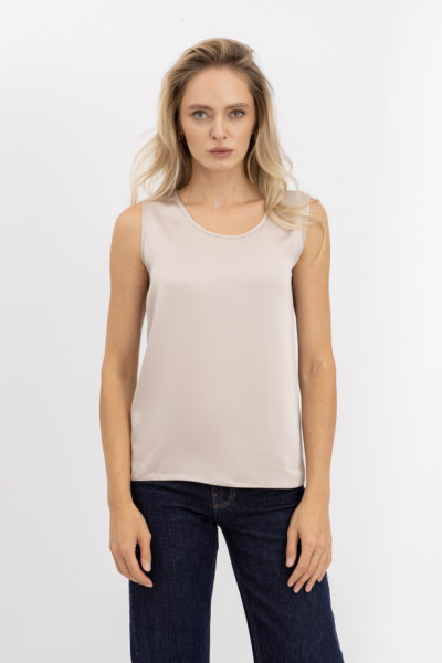 Шовкова жіноча майка прямого силуету бежнвого кольору Донато 092