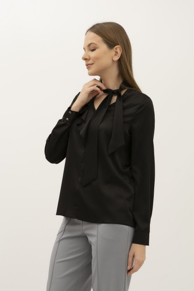 Блуза з шифону прямого силуету чорна Флуро 02