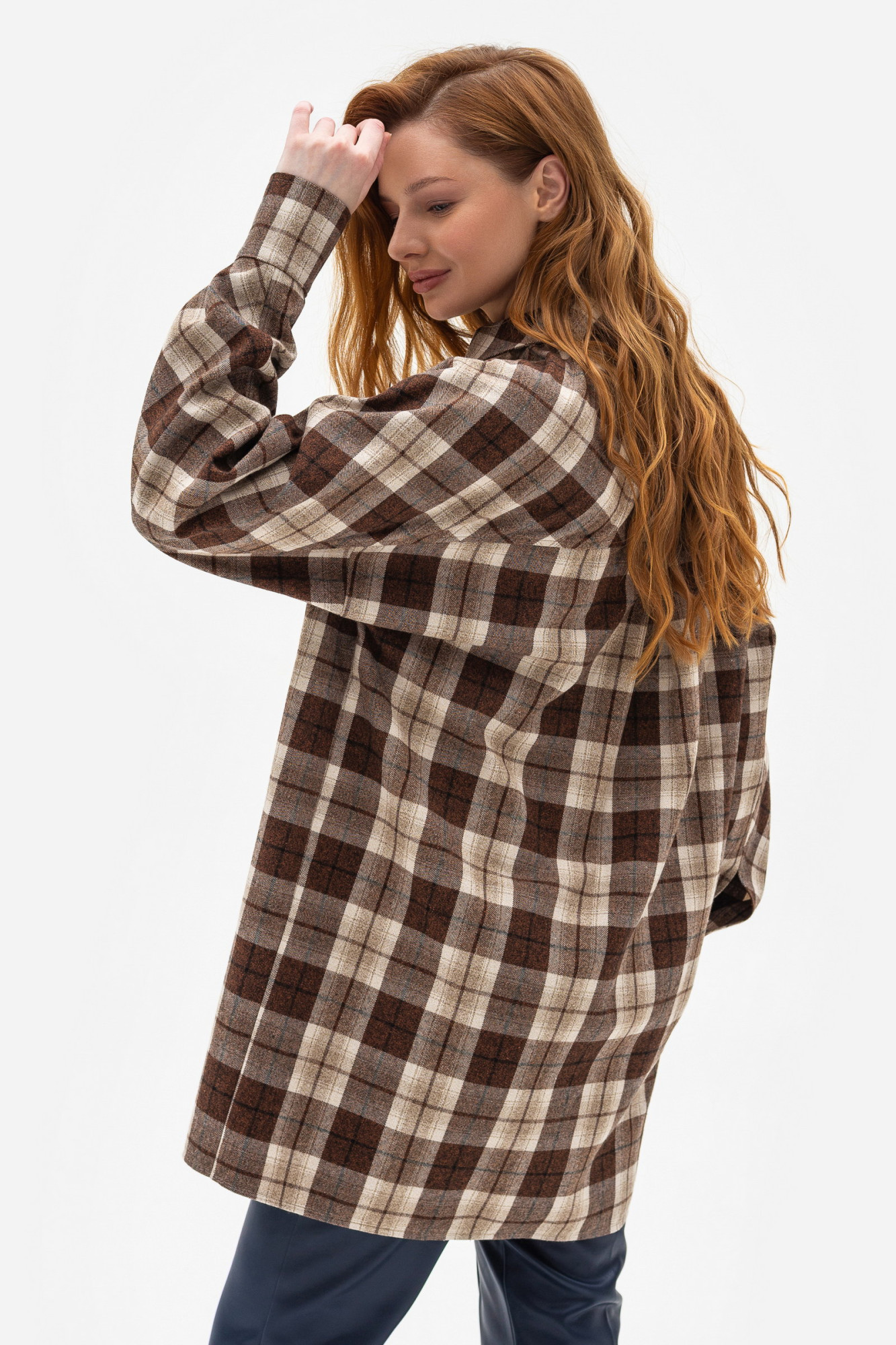 Сорочка в клітинку коричневого кольору Шаделі 11