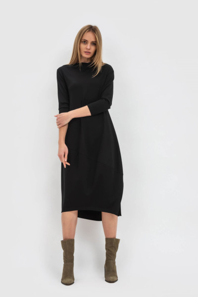 Сукня силуету тюльпан з французького трикотажу чорного кольору Керіл