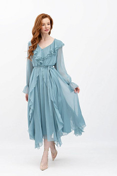 Шифонова сукня бірюзового  кольору Нірела 02 Шифонова сукня бірюзового  кольору Нірела 02
