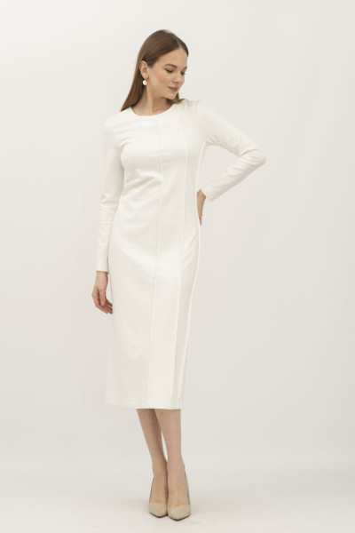 Молочна трикотажна сукня довжини міді Дарен Молочна трикотажна сукня довжини міді Дарен