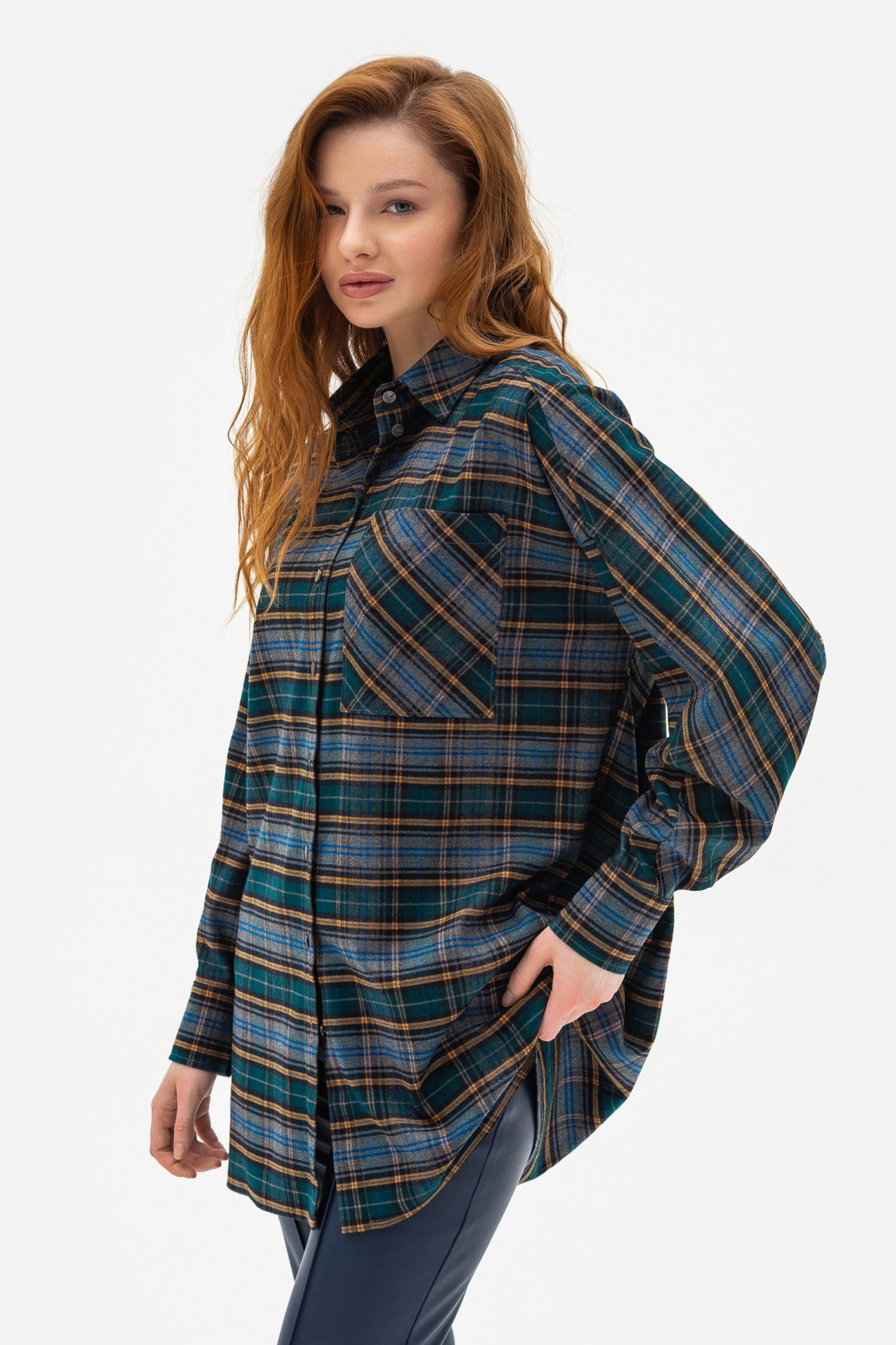 Сорочка в клітинку зеленого кольору Шаделі 1