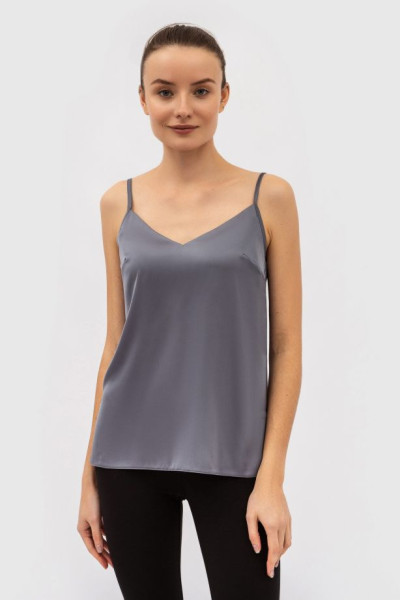 Майка сірого кольору на бретелях, які регулюються Мавра